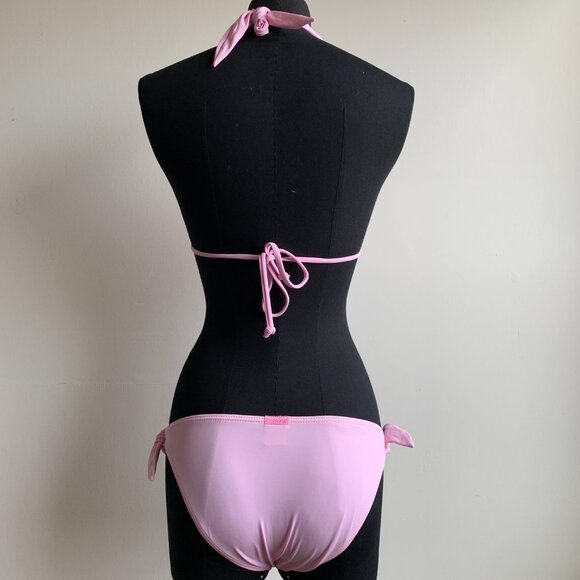 Billabong BLUE CRUSH era Vintage bikini pink print halter top set RARE - Picture 6 of 6